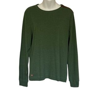Lauren Ralph Lauren Women’s Green Suede Elbow Patch Zipper Knit Top Size Large